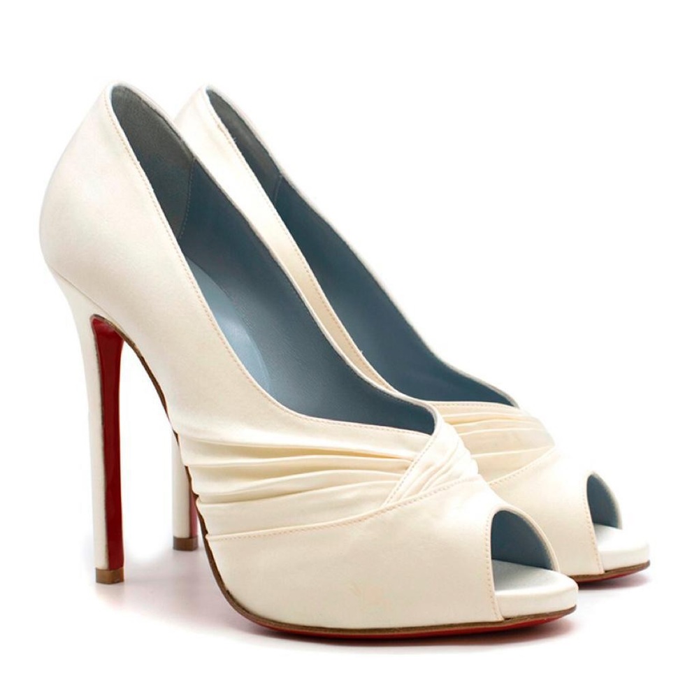 Christian Louboutin Drapadita 120mm off-wht satin